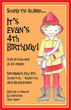 Cute Fireman Birthday Boy Invitation