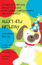 Puppy Dog Primary Dots Chalkboard Birthday Invitations