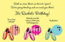Girly Pink Bowling Birthday Party Invitations