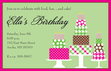 Elegant Pink Birthday Cakes Invitation