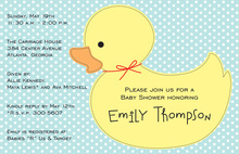 Duck Blue Bubbles Baby Shower Invitations