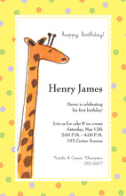 Giraffe Red Chevron Photo Birthday Party Invitations