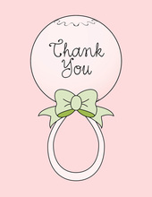 Pink Rattle Thank You Cards