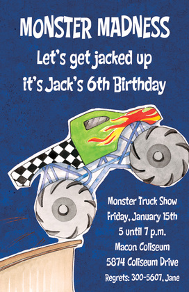 Kids Giant Monster Truck Invitations