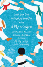 Blue Style Karate Kick Invitations