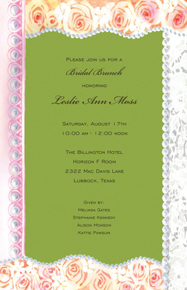 Rose Lace Pearl Bridal Invitations