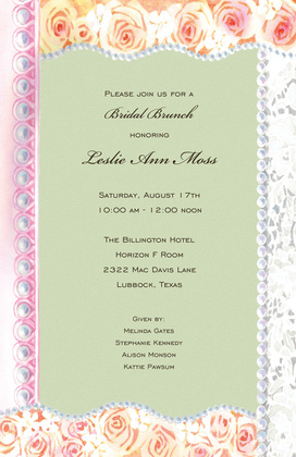 Rose Lace Pearl Bridal Invitations