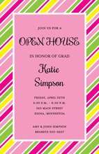 Colorful Party Stripes In Pink Invitations