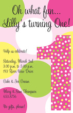 One First Birthday Girl Pink Invitations