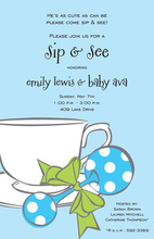 Teal Rattle Stamped Text Baby Shower Invitations