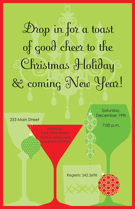 Elegant Drinks Blue Holiday Invitations