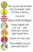 Peace and Paisley Groovy Frame Birthday Invitations