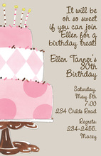 Tickled Pink Birthday Cake Invitation