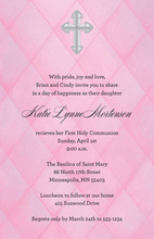 Silver Cross In Pink Argyle Invitations