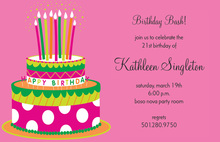 Pink Cake Confetti Celebration Birthday Invites