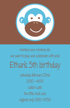 Blue Sock Monkey Party Invitations