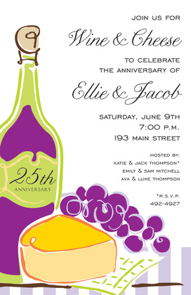 Abstract Wine Cheese Navy Invitations