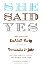 She Said Yes Grey Party Invitations
