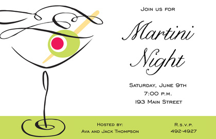 Swirl Martini Purple Cocktail Invitations