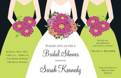Modern Aqua Bouquet Girls Bridal Shower Invitations