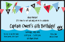 Pirate Ship Tropics Birthday Party Invitations