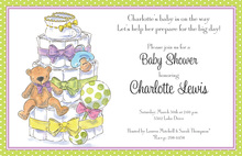 Aqua Baby Buggy Yellow Border Shower Invitations