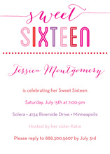Sweet Sixteen Pink Text Invitations