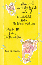 Girls Water Slide Birthday Party Invitations