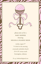 Pink Stripes Girl Baby Rattle Invitation