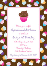 Tasty Cupcakes Kids Border Invitations