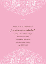 Pink Filigree Religious Invitations