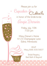 Bubbles Orange Champagne White Polka Dot Invitations