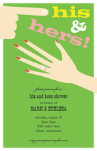 Simple His Hers Fingers Couple Shower Invitations