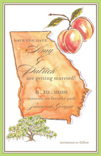 Pretty Georgia Map Peaches Invitation