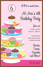 Happy Birthday Cupcakes Tower Pink Invitations