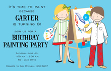Classic Splash Art Blue Kids Birthday Invitations
