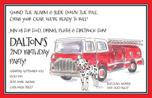 Fire Truck Chalkboard With Banners Photo Invitations