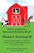 Farm Animal Party Red Barn Invitations