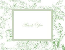 Toile Green Thank You Cards
