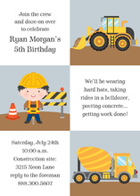 Construction Trucks Chalkboard Birthday Invitations