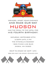 Kids Red Indy Race Car Invitations