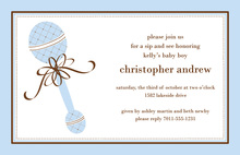 Teal Rattle Stamped Text Baby Shower Invitations