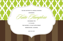 Sophisticated Trellis Green Brown Invitations