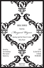 Black Damask Noir Wedding Shower Invitations