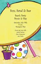 Giant Yellow Umbrella Beach Play Invitations