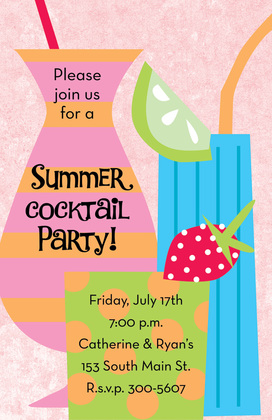 Strawberry Cocktail Drink Invitations