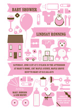 Cuddly Teddy Bear Pink Invitations