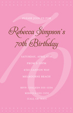 70th Pink Milestone Birthday Invitations