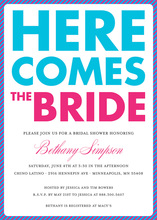 Here Comes The Bride Blue Bridal Shower Invitations