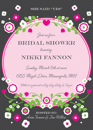 Vintage Lavender Floral Frame Accented Bridal Invites